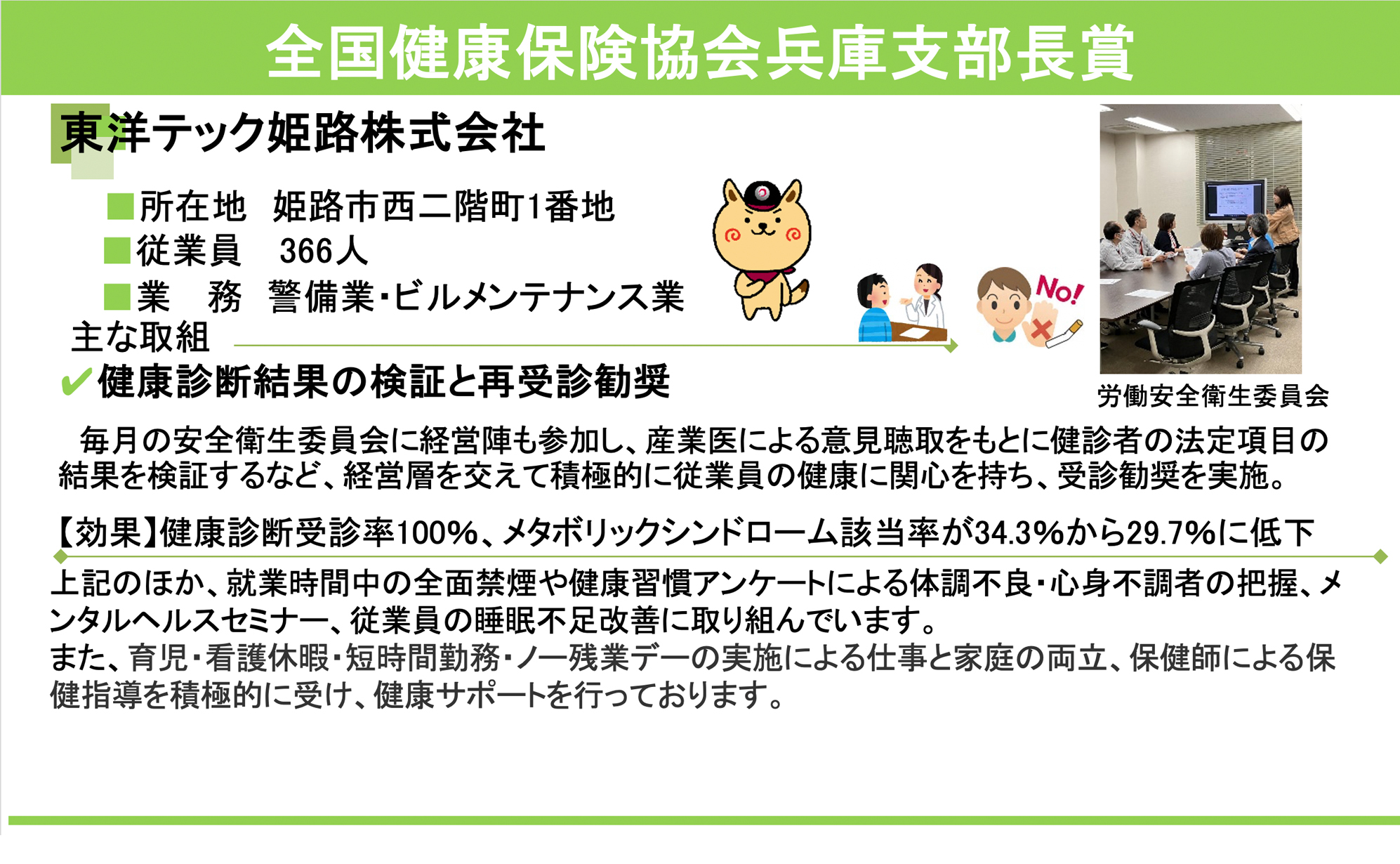 全国健康保険協会兵庫支部長賞